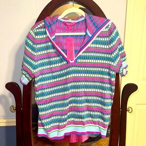 BNWT Lilly Pulitzer Sz XL Avington Sweater - Turquoise Shore Mermaid Stripe
